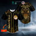BEST Personalized Gold Yinyang Wolf Odin King Viking Tattoo Custom Baseball Shirt