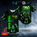BEST Personalized Green Neon Biohazard Skull Custom Baseball Jersey