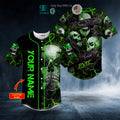 BEST Personalized Hear No Evil See No Evil Speak No Evil Custom Green Skull Baseball Shirt