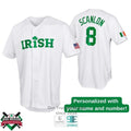 Personalized Irish Clover US Flag White Baseball Jersey