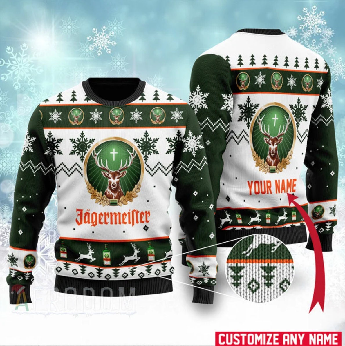 Personalized Jagermeister Ugly Knitted Ugly Christmas Sweater