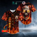 BEST Personalized Lava Mad Fire Skull Custom Baseball Shirt