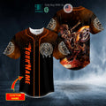 BEST Personalized Racer Fire Skull Custom Baseball Jersey