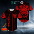 BEST Personalized Red Wolf Power Viking Tattoo Custom Baseball Jersey
