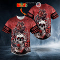 BEST Personalized Roses Raven Skull Custom Baseball Jersey