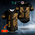 BEST Personalized Twin Dragon Viking Yellow Tattoo Custom Baseball Shirt