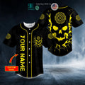 BEST Personalized Viking Compass Yellow Skull Custom Baseball Shirt