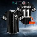 BEST Personalized White Black Stripes No 11 Metal Skull Custom Baseball Shirt