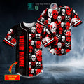 BEST Personalized White Red Ghost Skull Custom Baseball Jersey