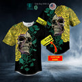 BEST Personalized Yellow Green Floral Sugar Skull Custom Baseball Jersey
