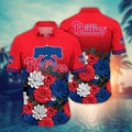 Philadelphia Phillies Patriotic Floral Hawaiian Shirt