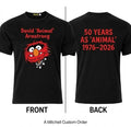 Personalised Animal from the Muppets Full Colour D.T.F Black Cotton T shirt Unisex T-shirt, Sweatshirt, Hoodie, Long Sleeve Tee