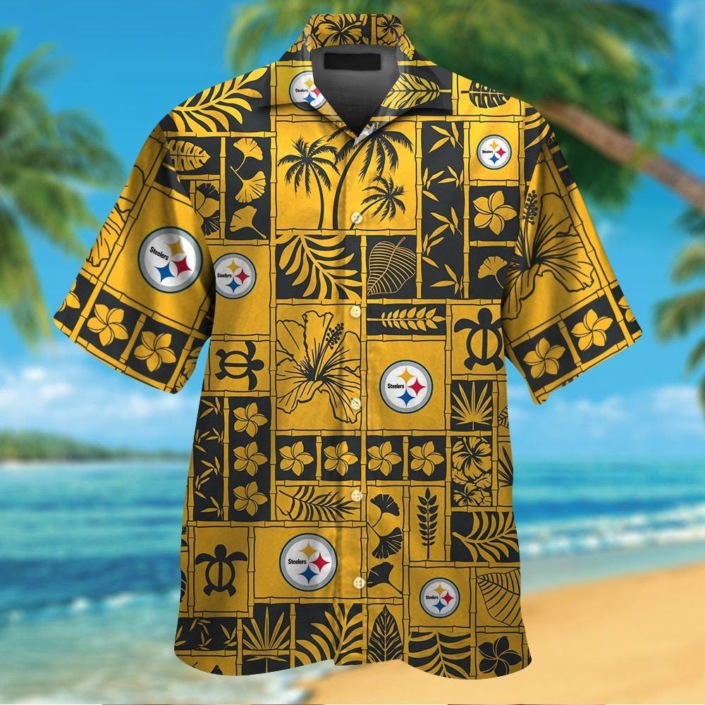 Pittsburg Steelers Short Sleeve Button Up Tropical Hawaiian Shirt VER026