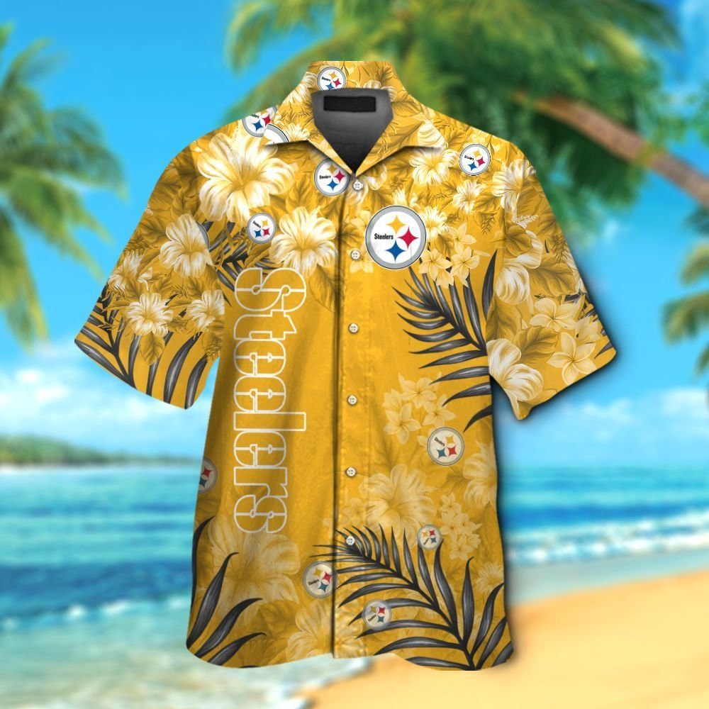 Pittsburg Steelers Short Sleeve Button Up Tropical Hawaiian Shirt VER06