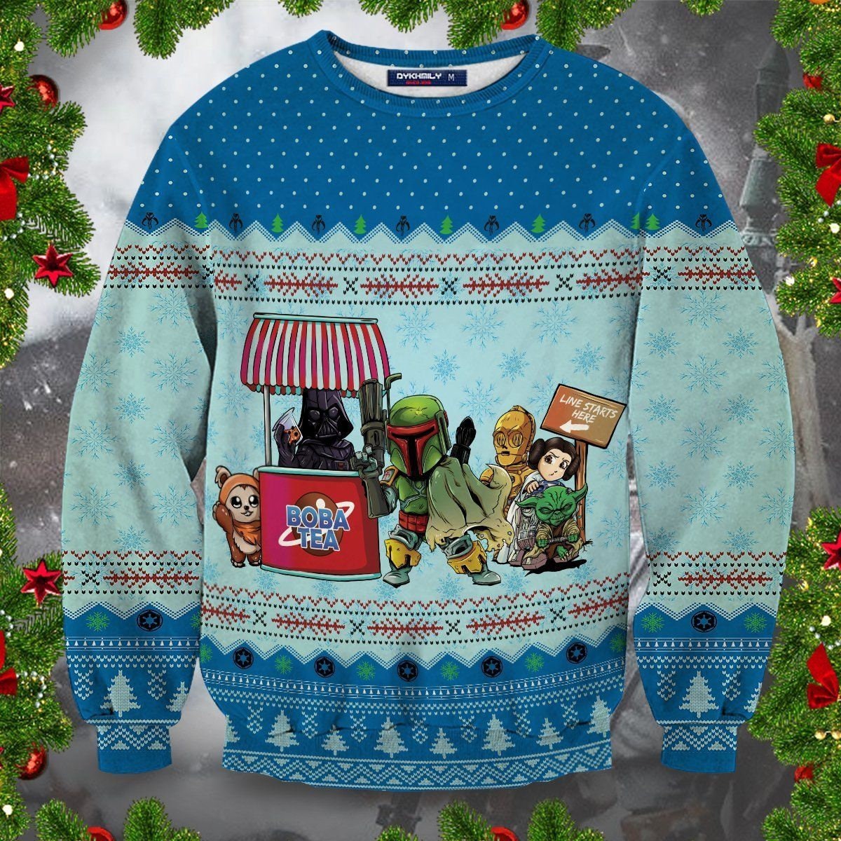 Queue for BobaTea Knitted Ugly Christmas Sweater