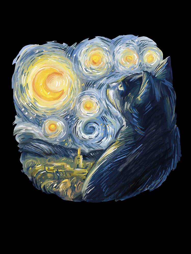 Cat Van Gogh Starry Night Cat Classic Fit, Cat Lover/Mom/Dad Gift by WAB Garb