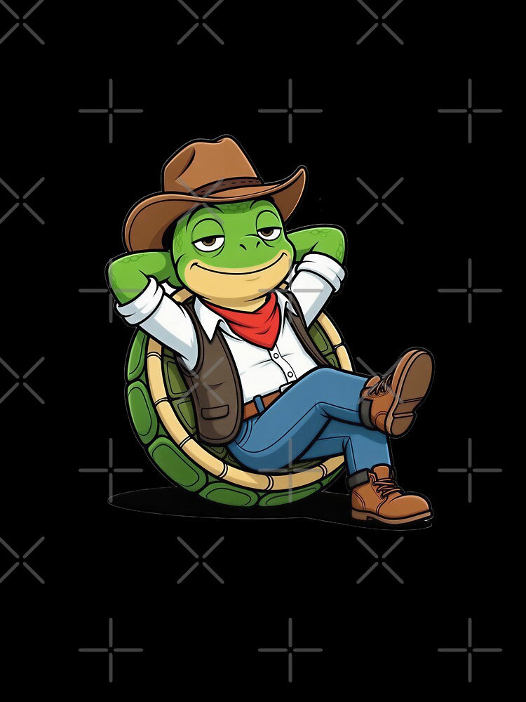 Relaxed Cowboy Turtle Chilling - Funny Western Animal by Threadnovax
