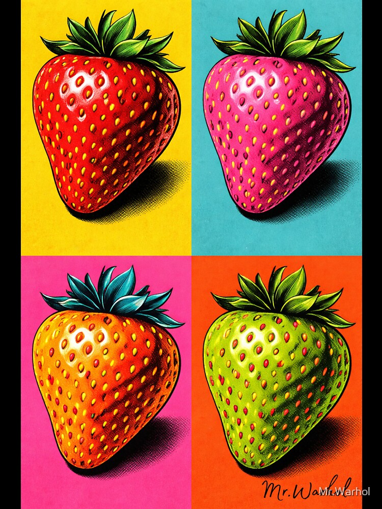Colorful Pop Art Strawberries – Warhol Inspired Print by Mr.Warhol