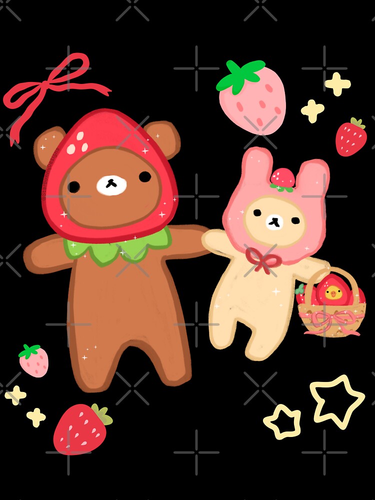 Kawaii Strawberry Bears Pair by starbunnykawaii