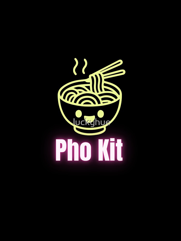 Neon Cute Pho Noodle Bowl Kawaii Vietnamese Soup Design by luckyhue