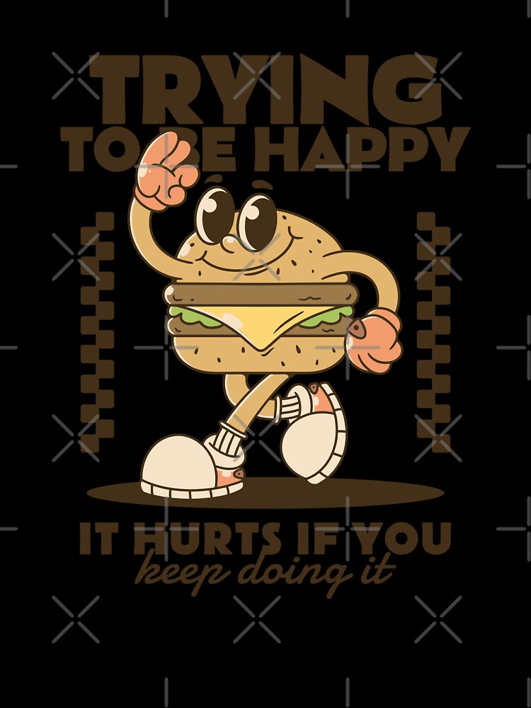 Trying to be happy. Burger mascot character by adipra