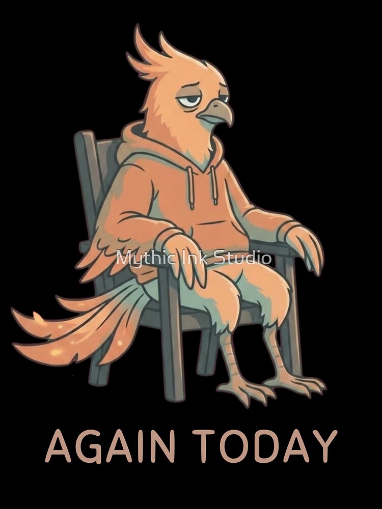 Again Today Phoenix Shirt – Minimal Tired Mood Vintage Style Tee by Mythic Ink Studio