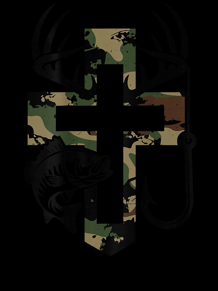 Youth Camo Faith Hunting Fishing Cross Hook Christian Jesus by troimuagio2022