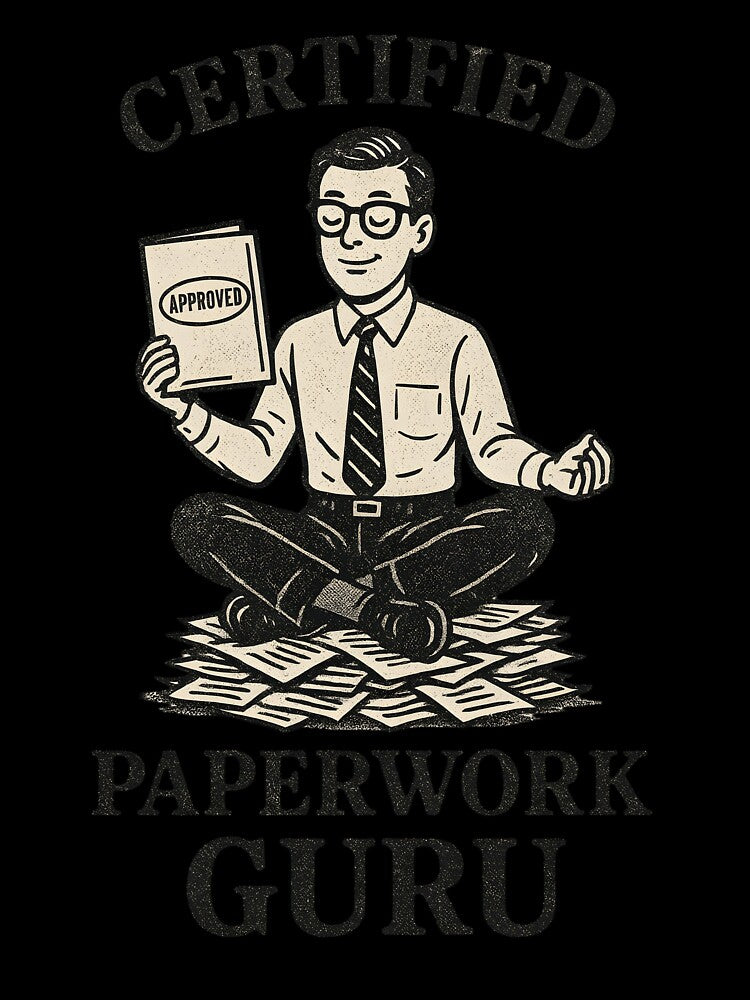 Copy of Certified Paperwork Guru - vintage Office Meditation by atihca