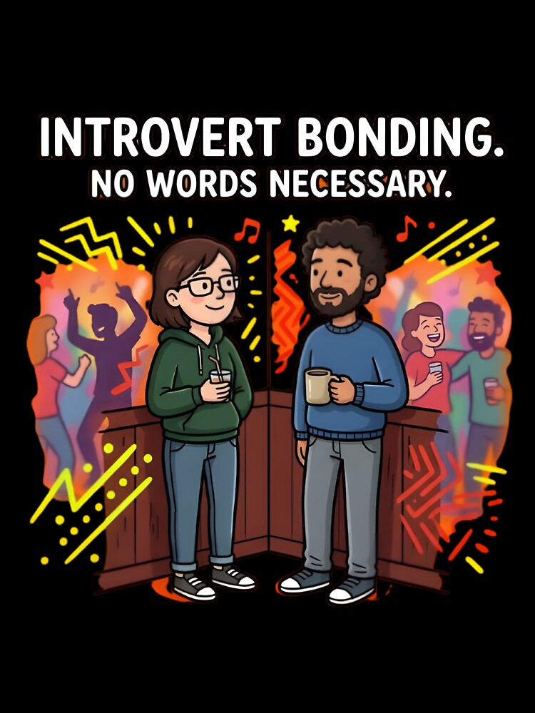 Introvert Bonding No Words Necessary Funny Dark Humor by RawInkCo