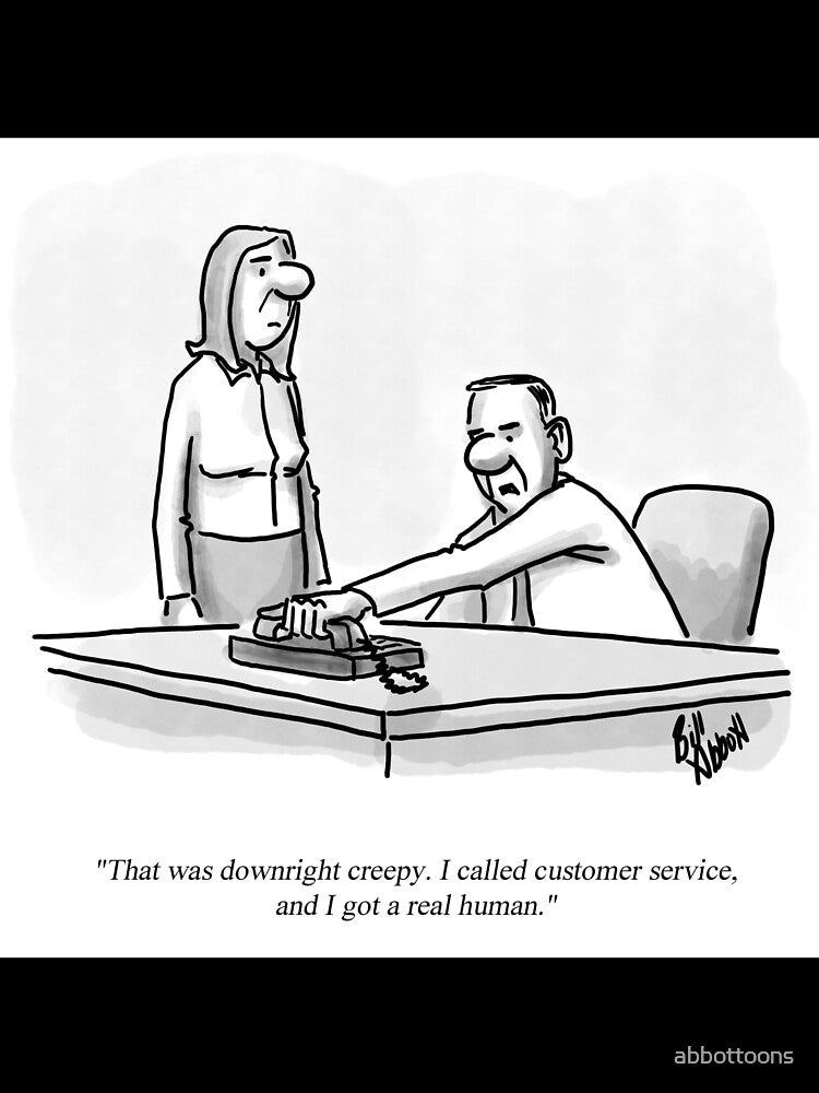Classic Telephone Customer Service Cartoon by abbottoons