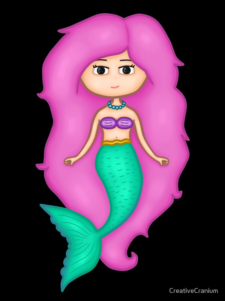 Adorable Mermaid With A Precious Face Drawn in The Kawaii Style - Perfect For Decorating Baby's Nursery by CreativeCranium