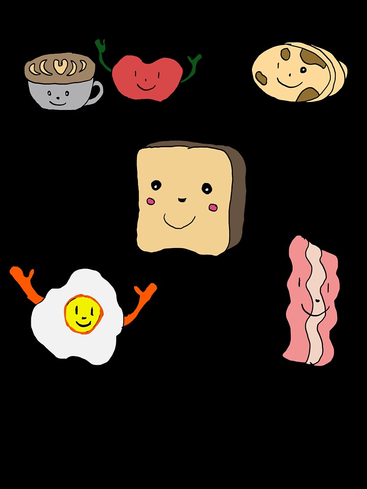 Kawaii Breakfast Friends  Cute Coffee, Pancakes & Eggs Illustration by Najomiartstudio