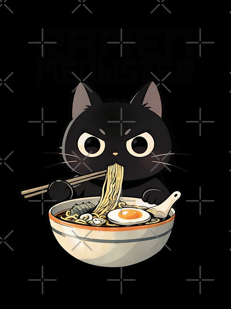 Ramen Cat Noodle Lover Cute Illustration by ArtsB