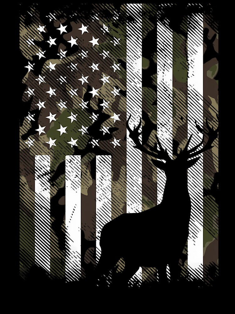 Camo US Flag Deer Elk Buck Camoflage Hunting Hunter Dad 	 Short Sleeve by cichhvenuu23
