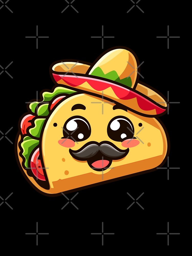 Cute Taco with Sombrero and Mustache - Fun Mexican Food by Akioos