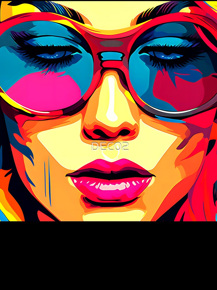 Pop Art Fantasy Female Face With Colorful Sunglasses by DEC02