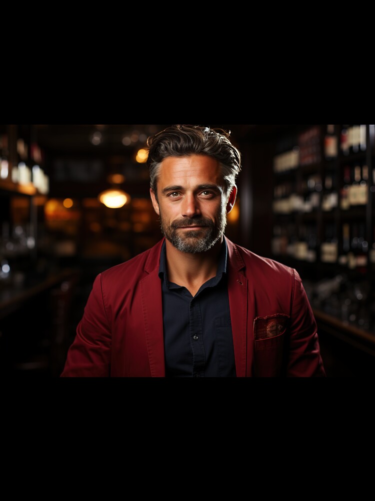 Sommelier Modeling Wine for Upscale Restaurant by TheBrainArt