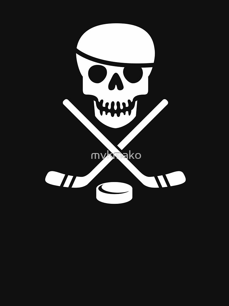 Cool Ice Pirate Hockey Logo Products - White on Black by mvkmako