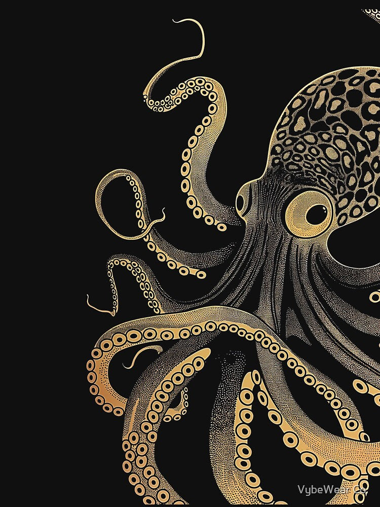 Octopus Vintage Japanese Art | Ukiyo-e Sea Creature | Sumi-e Style Ocean Design by VybeWear Co.