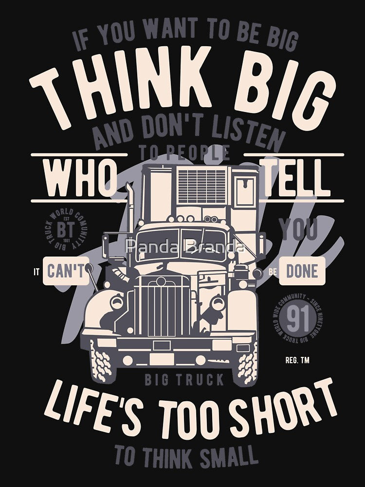 Think Big Life's Too Short To Think Small Shirt Motivational Vintage Graphic T-Shirt Great Gift for Friend Short-Sleeve Jersey Tee by Panda Branda