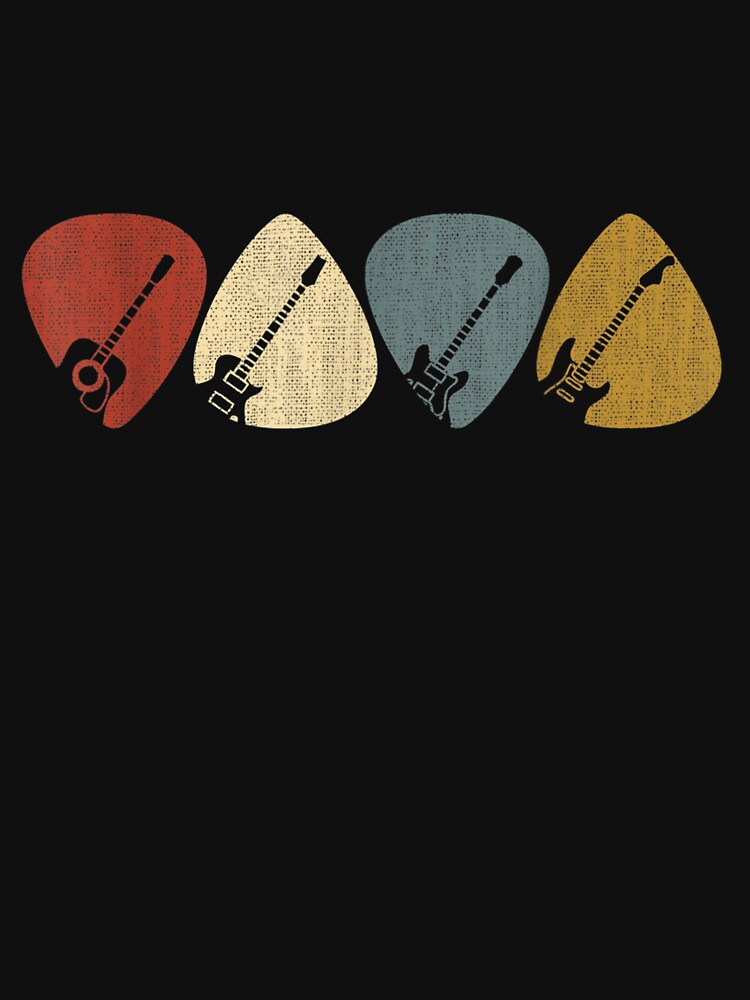 Guitar Pick Gift For Guitarist Retro Vintage Short Sleeve T-Shirt by GYMPursuit
