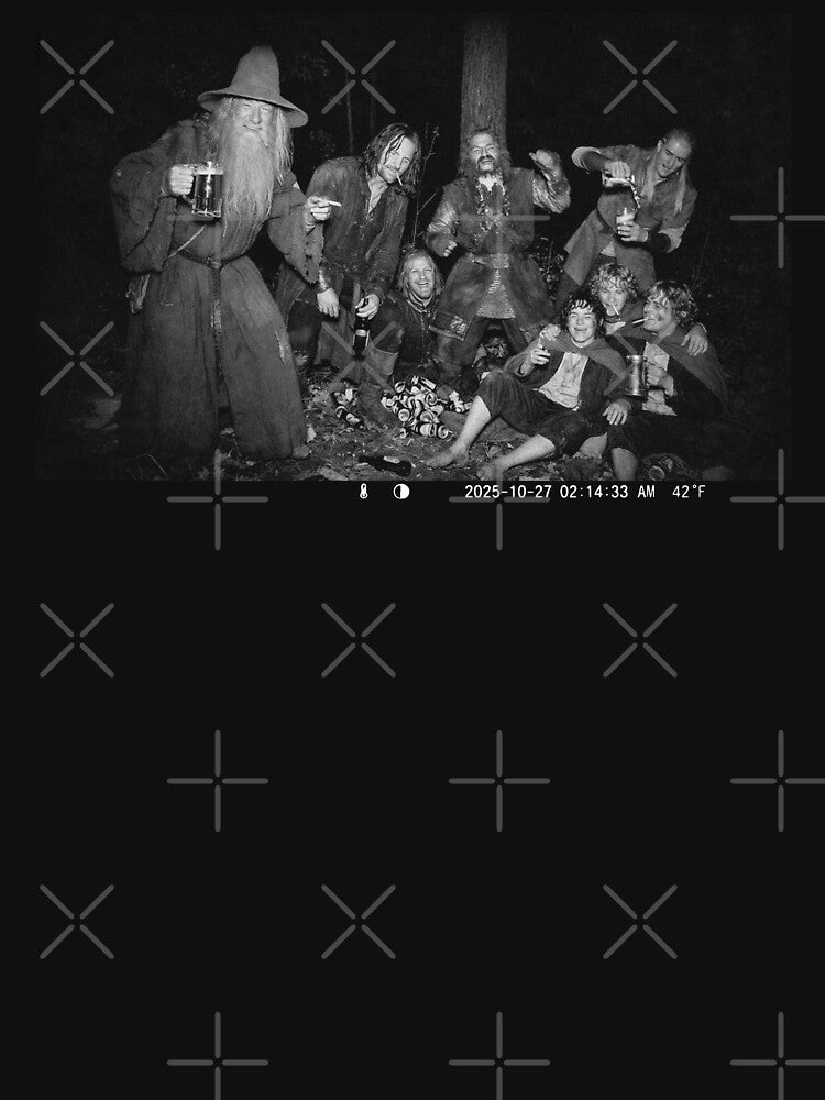 LOTR Fellowship Smoking, Funny Lord of the Rings Trail Cam, Fantasy Movie Meme by RamblingerArt