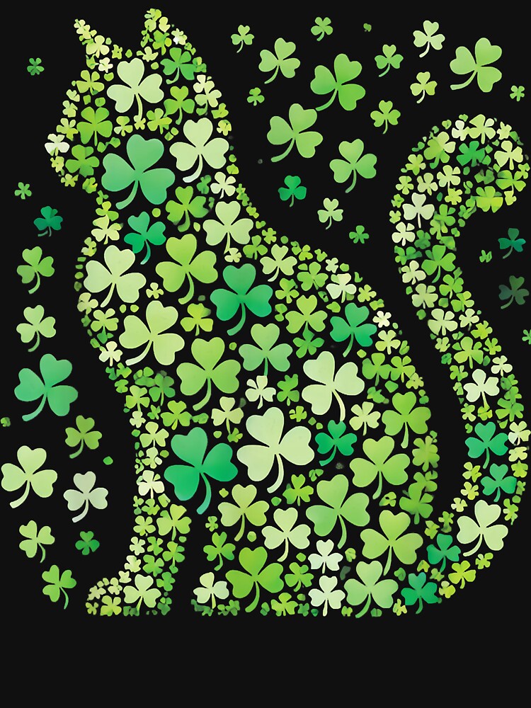 Shamrock Cat St Patricks Day Teens Girls Women Graphic T Shi by kiemtienquade20