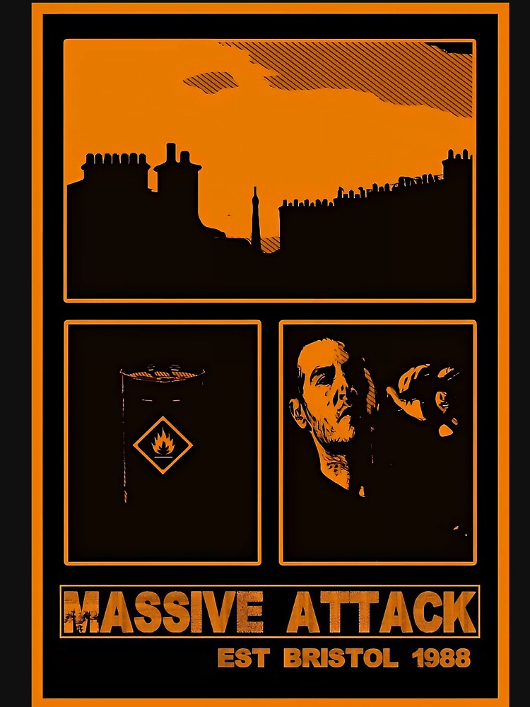 MASSIVE ATTACK BRISTOL COLLAGE PRINT ORANGE by Campbell0395