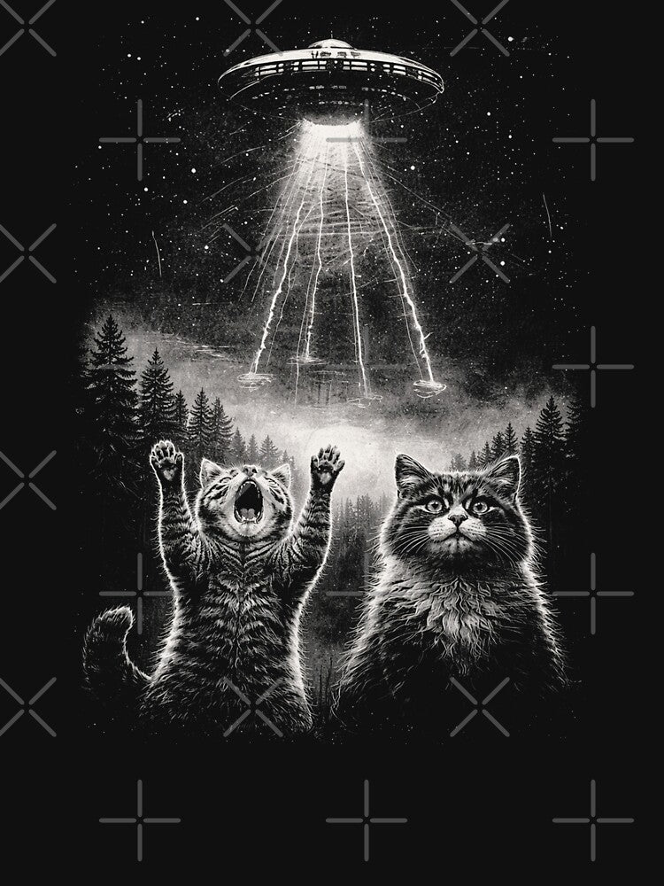 Vintage Cat UFO Meme, Funny Cat Retro by will freed18
