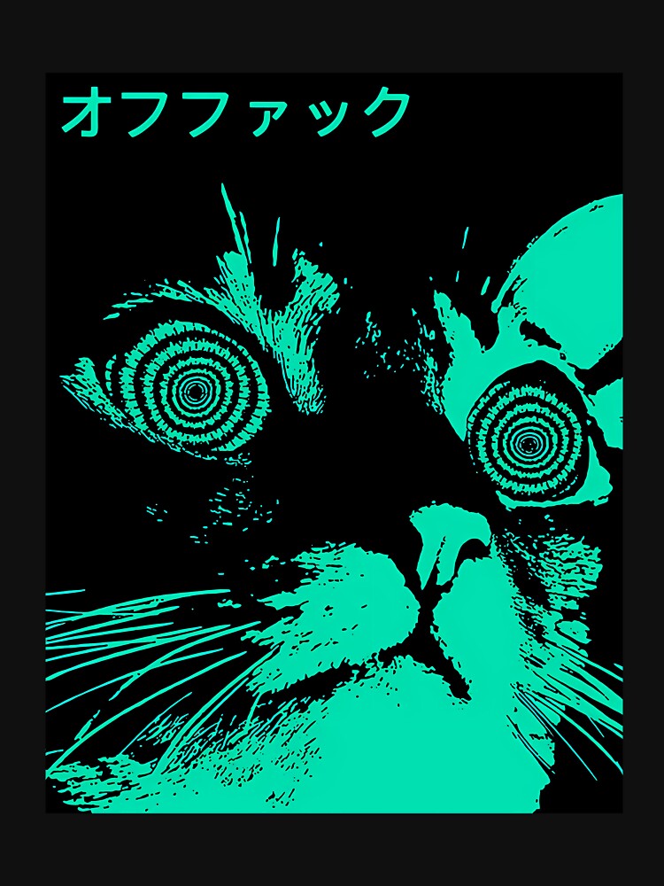 Vaporwave Cool Cat Japanese Urban Neon Style by RomaTextile
