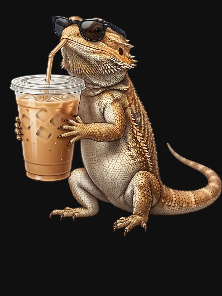 Funny Bearded Dragon Drinking Iced Coffee Meme Bearded Dragon Lover by TerryConnells