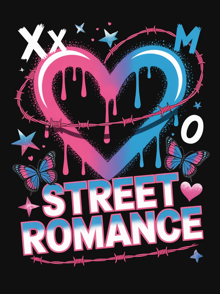 Street Romance XOXO Dripping Heart Barbed Wire Butterfly Valentine's Day by DarylWelsh2024