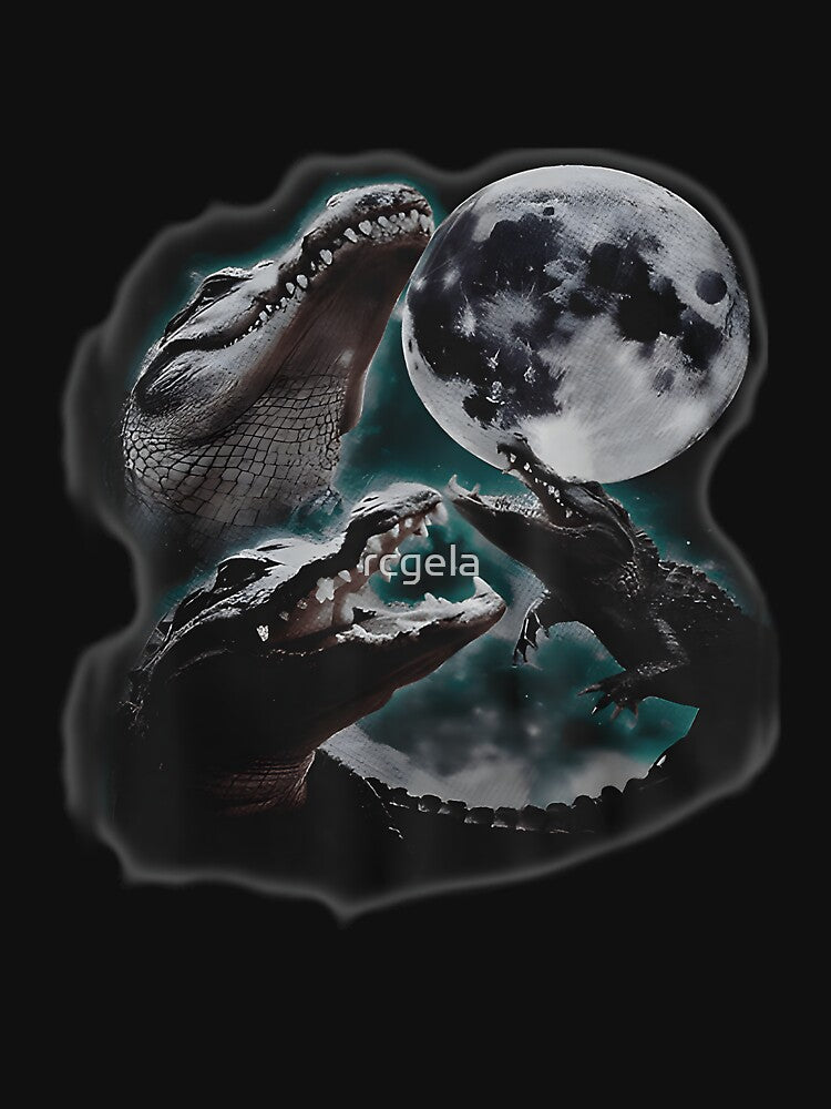 Three Weirdcore Crocodile At Moon by rcgela