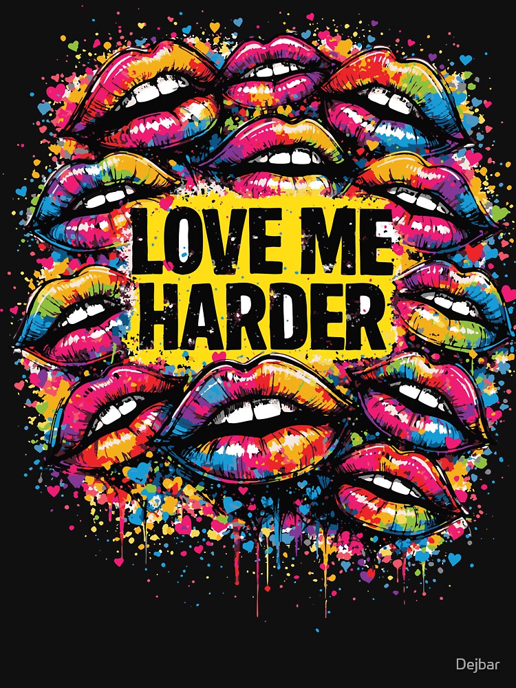 Love Me Harder Graffiti Lips Bold Romantic Design by Dejbar